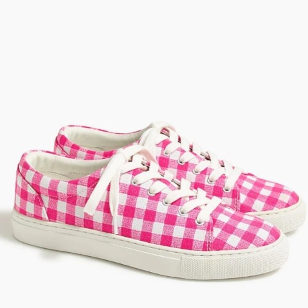 J. Crew Pink Gingham Sneakers